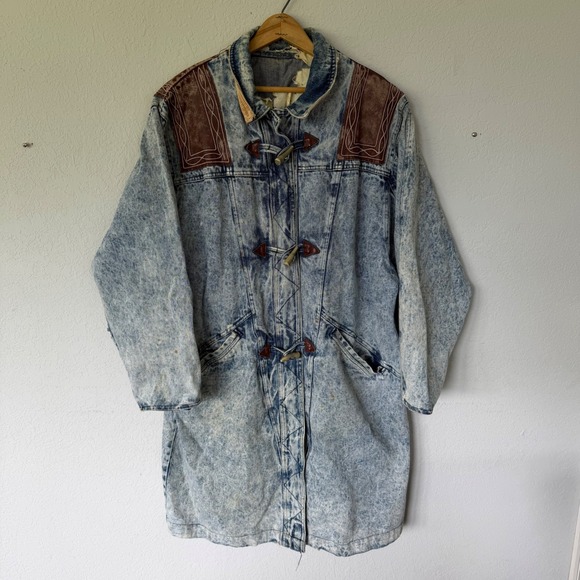 Izzy Jackets & Blazers - Heavily Distressed Denim Trench Coat Jacket Unisex L Large Grunge Goth Oversize